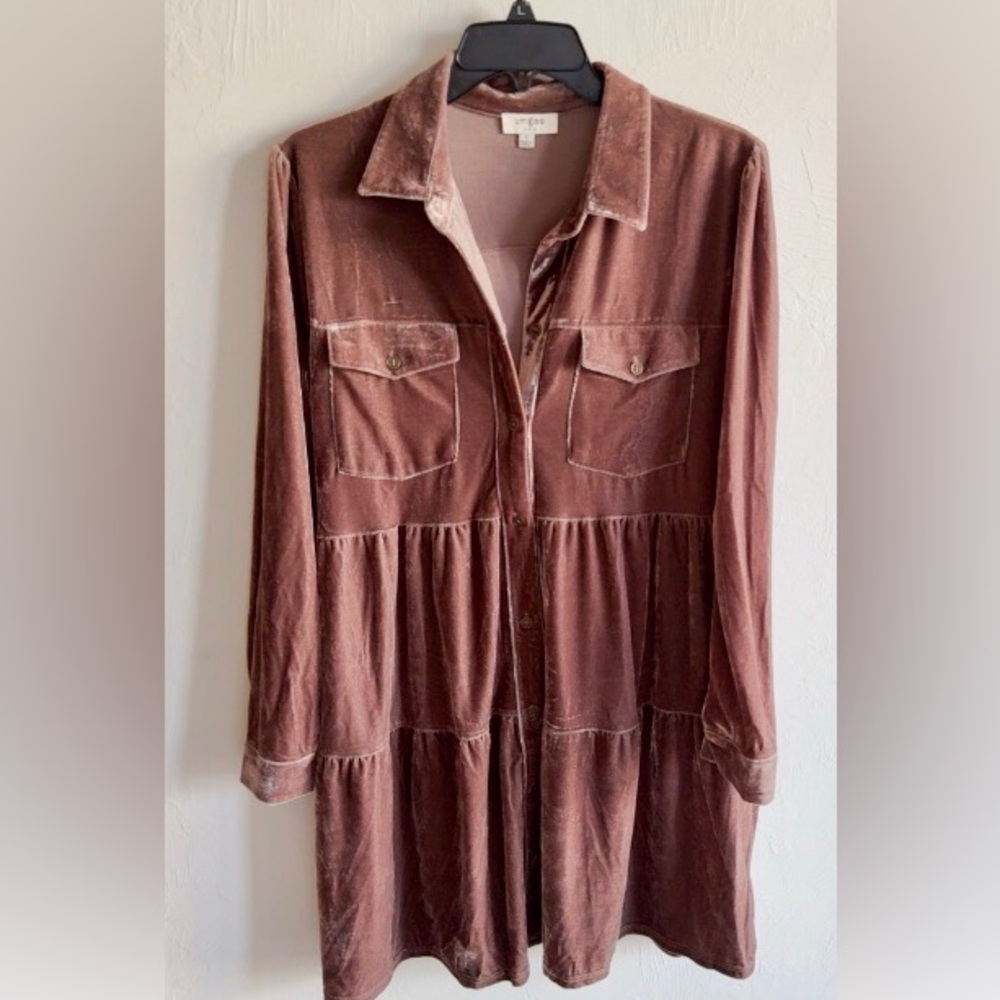 Umgee NWOT Velvet Babydoll dress/tunic. Beautiful chocolate color.